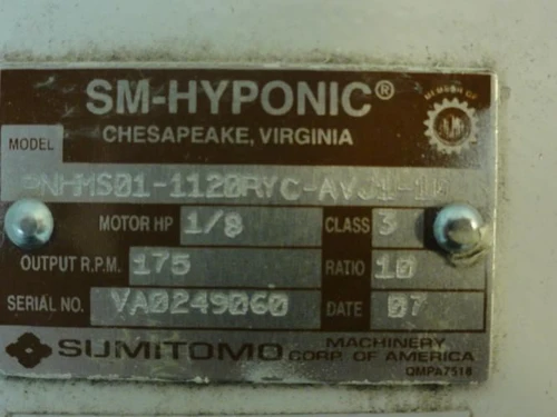 Sumitomo RNHMS01-1120RYC-AVJ1-10; Motor-Gearbox 10:1 Ratio 1/8HP