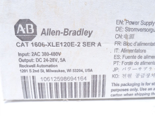 Allen-Bradley 1606-XLE120E-2; Power Supply 380-480VAC In