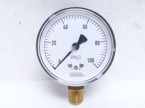 Noshok 25-200-10-INH2O; Dry Gauge; 0-100" H2O; 2-1/2" Dial