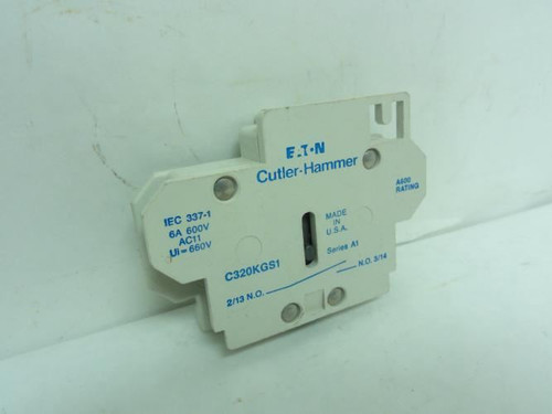 Cutler-Hammer C320KGS1; Auxiliary Contact; 6A; 600VAC