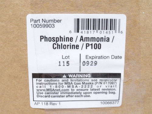 MSA 10059903; Threaded Canister Filter; PH; AM; CL; P10