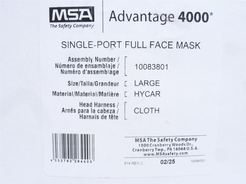 MSA 10083801; Single-Port Full-Facepiece; Size: Large