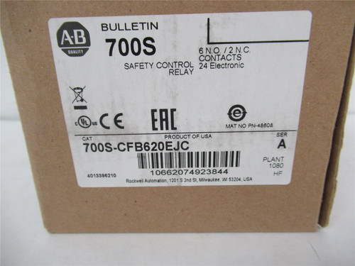 Allen-Bradley 700S-CFB620EJC; Safety ControlRelay  8 P 24 VDC