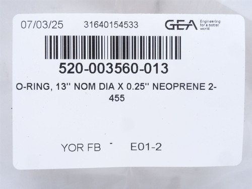GEA 520-003560-013; O-Ring; 13" Diameter x 1/4"OD