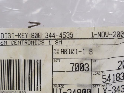Assmann AK101-1.8; Lot-2 Printer Cables; Parallel 1.8M