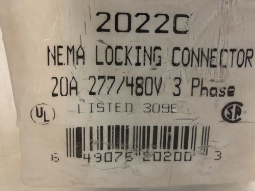 Marinco 2022C; Connector; 277/480VAC; 20A; 4P; 5W