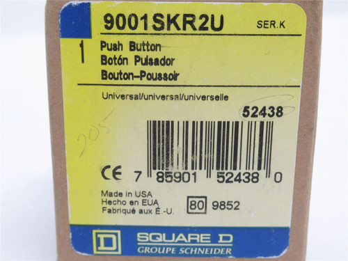 Square D 9001SKR2U; Push Button Operator; Momentary; 22mm