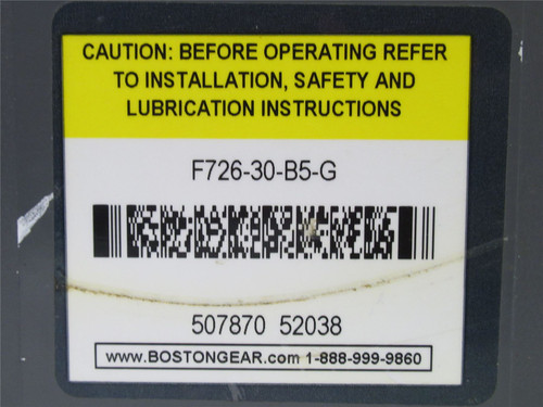Boston Gear F726-30-B5-G; Gearbox; 30:1; 1.68 InputHP;