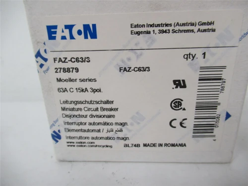 Eaton FAZ-C63/3; Circuit Breaker 63A 3 Pole 277/480VAC 96VDC