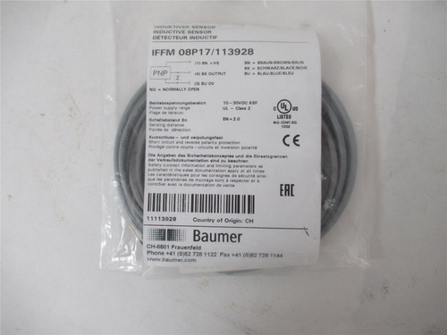 Baumer IFFM 08P17/113928; Inductive Proximity Sensor 2MM SN