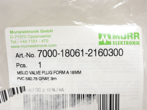 Murr Electronik 7000-18061-2160300; Actuator Cable; 3m Long