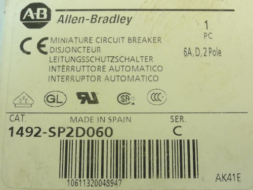Allen-Bradley 1492-SP2D060; CIrcuit Breaker; 6A; 2-Pole
