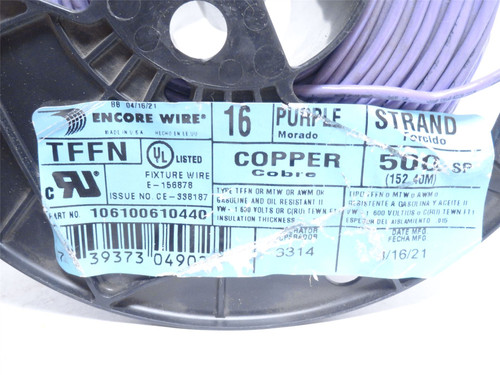 Encore Wire 106100610440; Roll-500'; Fixture Wire; 16 Gauge
