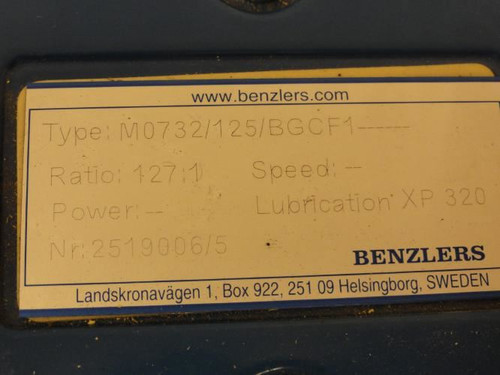 Benzlers M0732/125/BGCF1; Reducer Gearbox; 127:1 Ratio