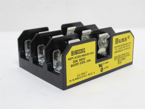Bussmann BM6033SQ; Fuse Holder; 3P; 30A; 600VAC; 10AWG
