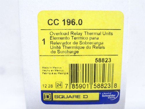 Square D CC196.0; Thermal Overload Relay Unit; Ser: CC