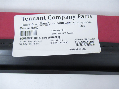 Tennant 86859; Squeegee Assembly; Side (Linatex) 23.3"