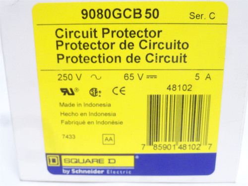Square D 9080GCB-50; Circuit Protector; 5 Amp; 250VAC/65VDC