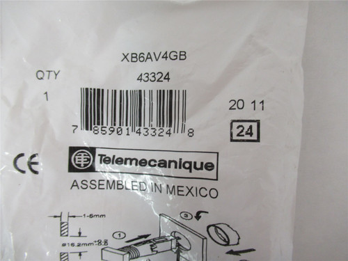 Telemecanique XB6AV4GB; Switch Pilot Light 22mm Red 120VAC