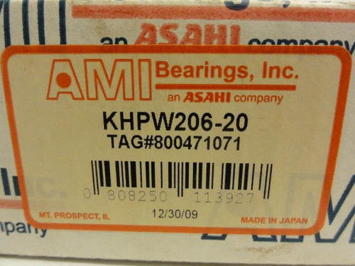 AMI KHPW206-20; Pillow Block Bearing; 1-1/4"ID; NO COLLAR