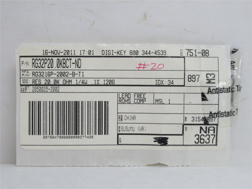 Susumu RG3216P-2002-B-T1; Lot-80 Thin Film Resistors
