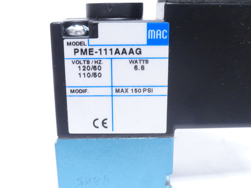 MAC PME-111AAAG; Pilot Air Valve; 150PSI; 110/120VAC; 6.8W