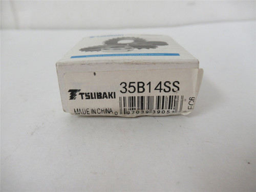 US Tsubaki 35B14SS; Sprocket #35Chain 1/2" ID 14Teeth SS