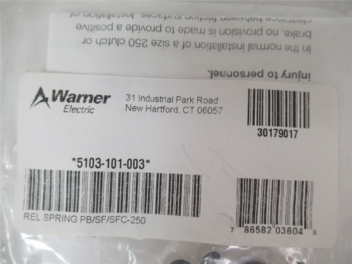 Warner ELectric 5103-101-003; Release Spring Accy 250