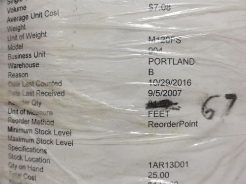 MFG- M120FS; Roll Belting; 18" Wide x 67' Long