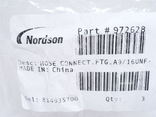 Nordson 972628; Hose Connection Fitting; 3/8 JIC x 3/8 BOSS