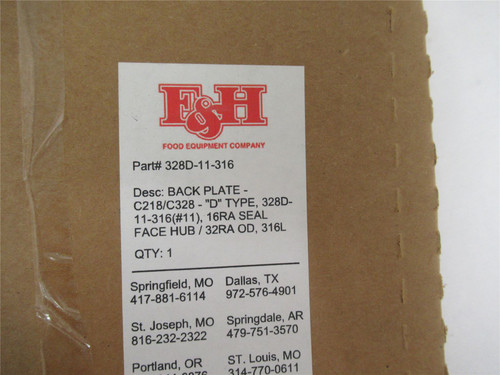 Top Line Processing 568911; Back Plate