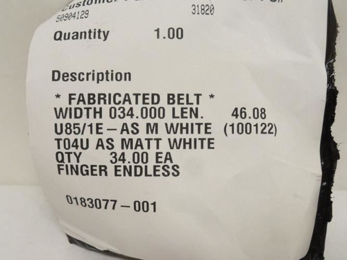 MFG- DSI-28-0196-553; Endless Type Conveyor Belt 34" Wide