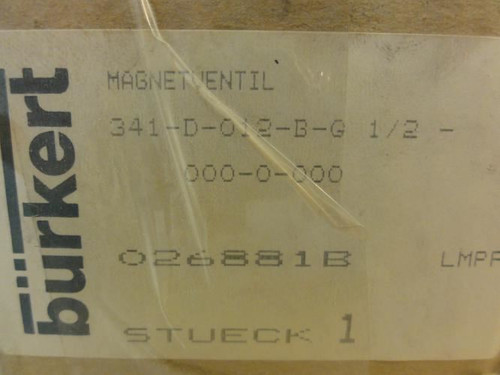 Burkert 341-D-012-B-G 1/2; Solenoid Valve; 0.5-16 Bar; 110V; 8W