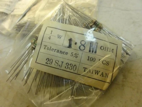 MFG- MDL-Unkn80990; LOT-300; Resistors; 1.8M Ohms; 1/4W