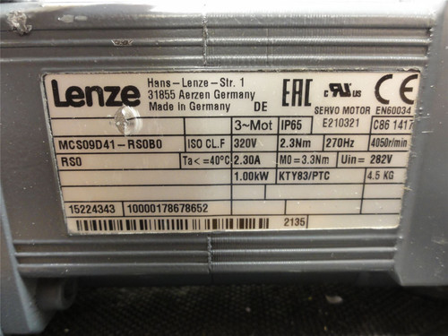 Lenze MCS09D41-RSOBO; Gearmotor; 1kW; 320VAC; 4050RPM; 3PH