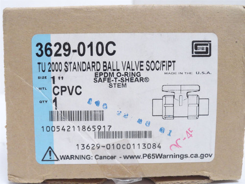 Spears 3629-010C; True Union PVC Ball Valve 1NPT/NPS; Sch: 80
