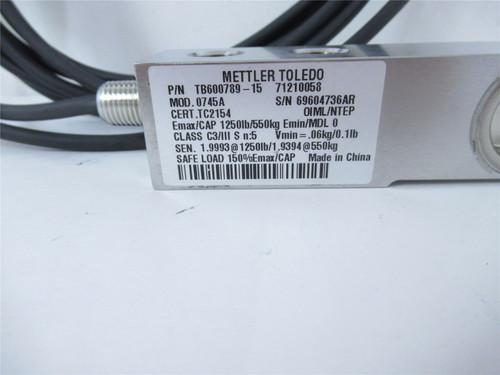 Mettler Toledo 0745A; Beam Load Cell Class C3 1250 lb/550Kg