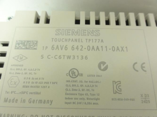 Siemens 6AV6642-0AA11-0AX1; Op Interface;5.7"Touch Panel TP177A