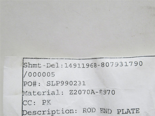 Cryovac Z2070A8970; Rod End Plate; SS; 6.5mmID x 20mmOD
