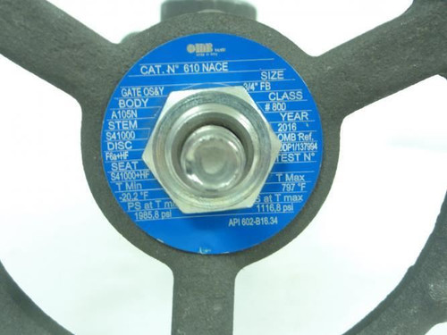 Industry-std 1PRH8; Class 800 Gate Valve 3/4"SW X 3/4"NPT