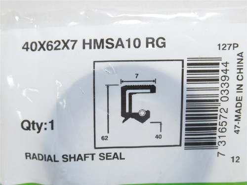 SKF 40X62X7 HMSA10 RG; Lot-3 Oil Seals; 40ID x 62OD x 7mm W