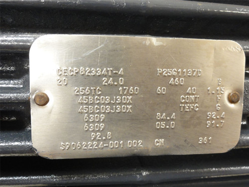 Baldor CECP82334T-4; Severe Duty Motor; 20HP; 460VAC; 1800RPM; 3PH