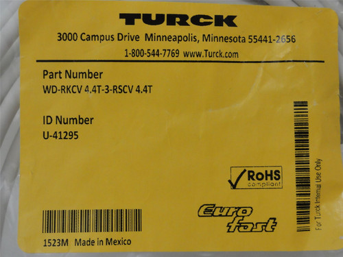Turck WD-RKCV 4.4T-3-RSCV 4.4T; Cordset; U-41295; 3M Length