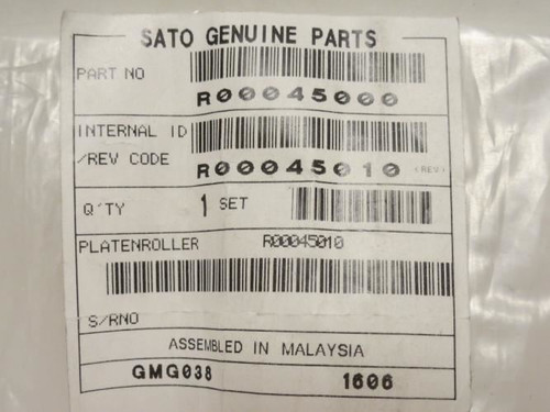 Sato R00045000; Platen Roller; 9" OL x 6-3/8" Roller Length