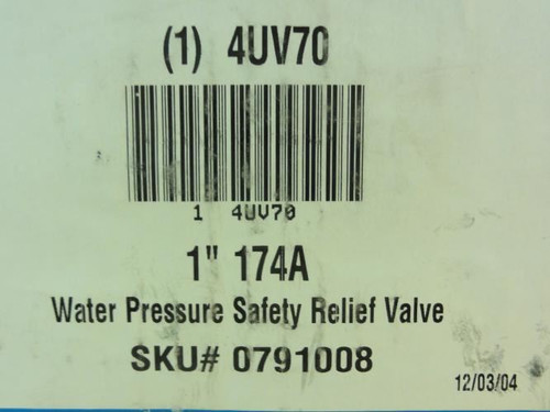 Watts 791008; Relief Valve; 1" NPT; 125PSI