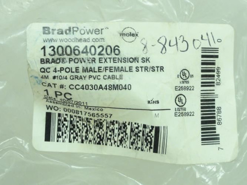 Woodhead 1300640206; Quick Double Ended Cordset; CC4030A48M040
