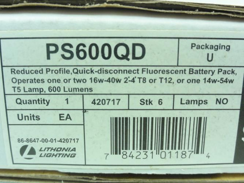 Lithonia Lighting PS600QD; Battery Pack; 120/277V