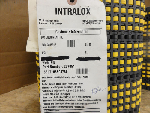 Intralox S1000-12-22; Set Conveyor Belt; 12"W x 44'L (total)