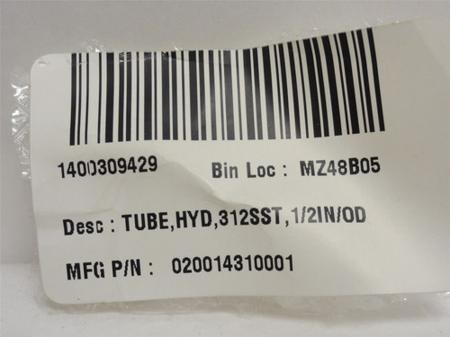 Modernpack GMBH 20014310001; Hydraulic Tube; SS-312; Size 1/2"