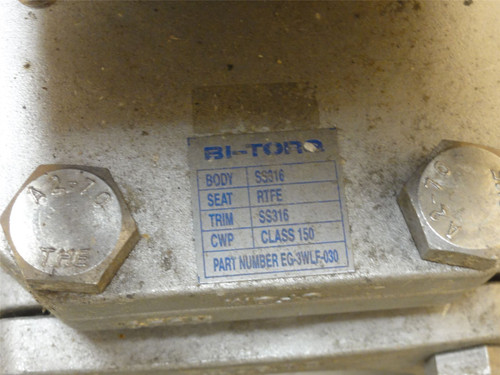 Bi-Torq EG-3WLF-030; Actuated Ball Valve; SS-316; 3" Flanged